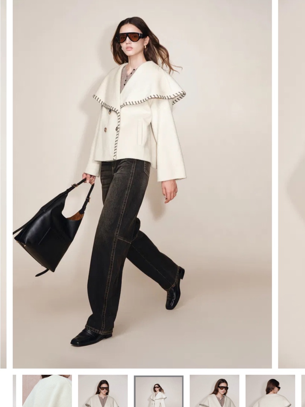 Cream Wool Cape Coat - Picture 10 of 13